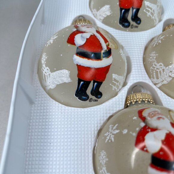 Set Of 4 Vintage Santa Claus Christmas Ornaments Painted Glass Balls Decor - Picture 5 of 12